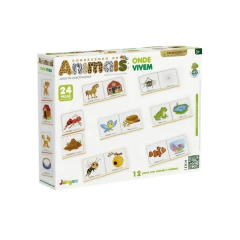 JUNGES - CONHECENDO OS ANIMAIS ONDE VIVEM QUEBRA CABEÇA DIDÁTICO - Mamu Kids Store