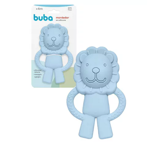 BUBA - MORDEDOR EM SILICONE DIFERENTES TEXTURAS LEÃOZINHO - AZUL