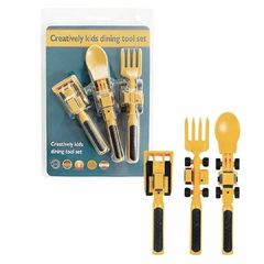KIT 3 TALHERES TRATOR AMARELO 3 UNIDADES