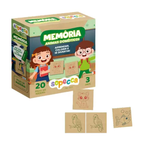 SOPECCA - MEMÓRIA ANIMAIS DOMÉSTICOS JOGO EM MADEIRA