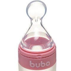 BUBA - COLHER DOSADORA EM SILICONE COM VENTOSA ROSA - Mamu Kids Store