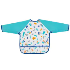 BUBA - AVENTAL BABADOR COM MANGAS - PINCELADAS AZUL
