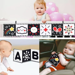 LIVRO DE TECIDO DUPLA FACE COM IMAGENS DE CONTRASTE - CÉU - Mamu Kids Store