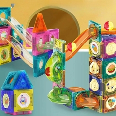BRINQUEDO BLOCOS DE CONSTRUIR MAGNÉTICOS COLORIDOS 94 PEÇAS - Mamu Kids Store