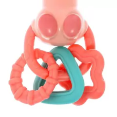 CHOCALHO MORDEDOR COM SOM E LUZES 22CM - COELHO ROSA - Mamu Kids Store