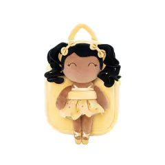 GLOVELEYA - MOCHILA COM BONECA BAILARINA AMARELA CACHOS - MORENA