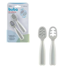 BUBA - KIT 2 COLHERES DE TREINAMENTO DE SILICONE - CINZA