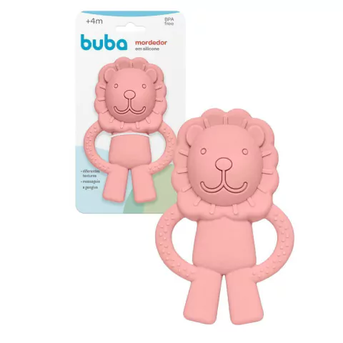 BUBA - MORDEDOR EM SILICONE DIFERENTES TEXTURAS LEÃOZINHO - ROSA