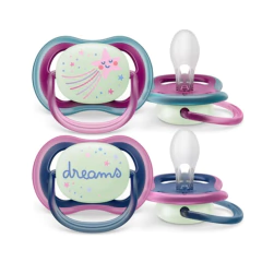 AVENT - CHUPETA ULTRA AIR NOTURNO DUPLA DECO 6-18M AZUL ROSA - comprar online