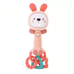 CHOCALHO MORDEDOR COM SOM E LUZES 22CM - COELHO ROSA