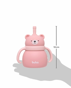 BUBA - COPO EM SILICONE COM CANUDO URSINHO - ROSA - comprar online