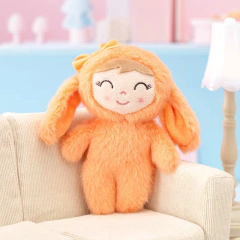 GLOVELEYA - MINI BONECA 14CM SPRING PELÚCIA COELHA - LARANJA - Mamu Kids Store