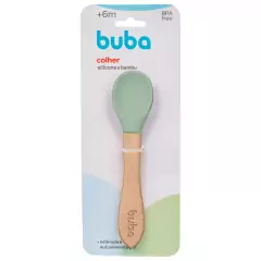 BUBA - COLHER DE SILICONE E BAMBU - VERDE