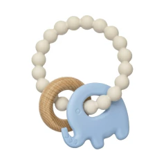 BUBA - MORDEDOR EM SILICONE E BAMBU ELEFANTE AZUL - Mamu Kids Store