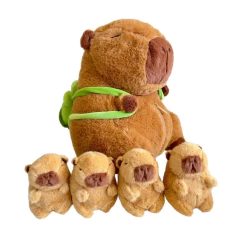 PELÚCIA MAMÃE CAPIVARA COM 4 FILHOTES