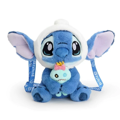 PELÚCIA COM BOLSO E ALÇA - STITCH COM TOUCA - 25CM