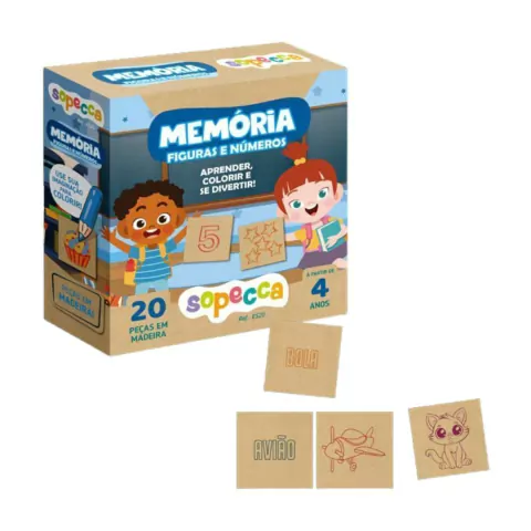 SOPECCA - MEMÓRIA FIGURAS E NÚMEROS JOGO EM MADEIRA