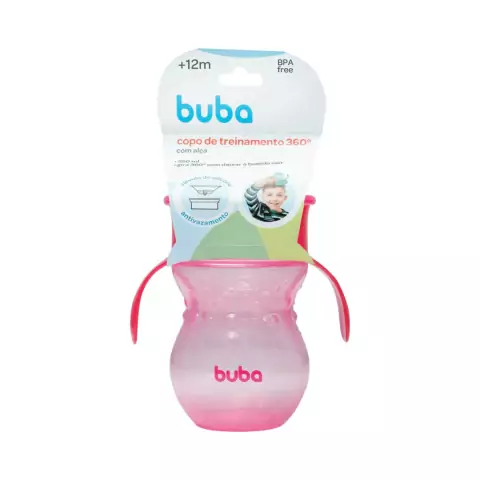 BUBA - COPO DE TREINAMENTO 360 COM ALÇA 250 ML ROSA