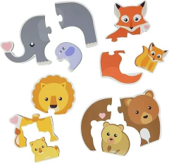 BABEBI - ANIMAIS E FILHOTES QUEBRA-CABEÇA DE MADEIRA 2 ANOS - loja online