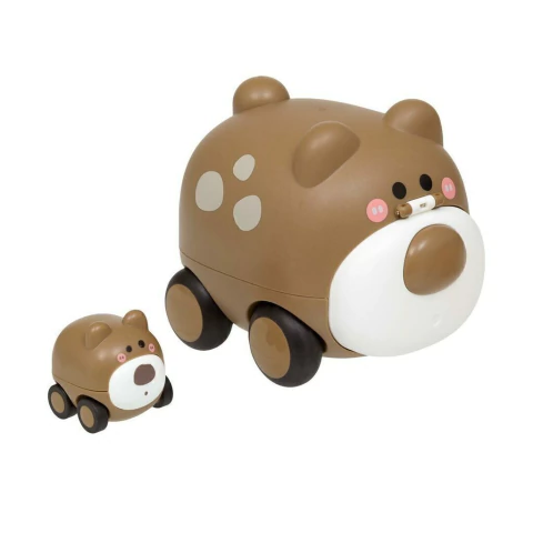 BUBA - CARRINHO DE FRICÇÃO ANIMAL COM FILHOTE MARROM