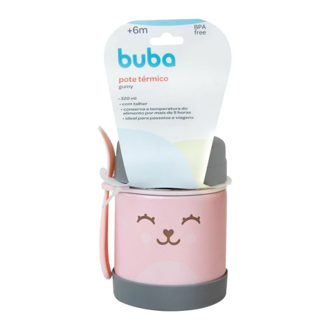 BUBA - POTE TÉRMICO INOX COM COLHER GUMY 320 ML ROSA