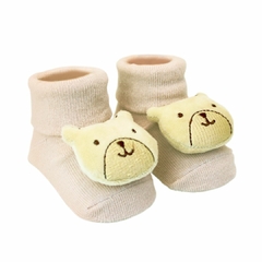CLINGO - PANTUFA ANTIDERRAPANTE COM CHOCALHO BEGE - URSO - loja online