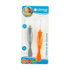 CLINGO - COLHERES SILICONE PONTA DUPLA COLORS LARANJA 2UN. - loja online