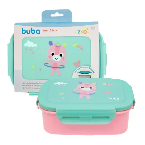BUBA - BENTÔ BOX EM AÇO INOX BUBAZOO UNICÓRNIO 600ML