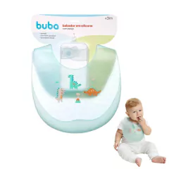 BUBA - BABADOR EM SILICONE COM PEGA-MIGALHAS E ESTOJO DINO