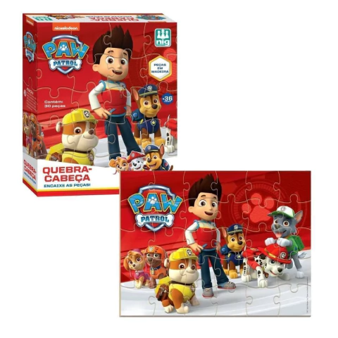NIG - QUEBRA CABEÇA DE MADEIRA PATRULHA CANINA OFICIAL 30 PEÇAS