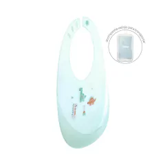 BUBA - BABADOR EM SILICONE COM PEGA-MIGALHAS E ESTOJO DINO - Mamu Kids Store