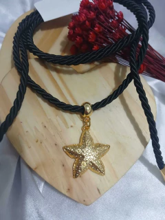 Imagem do Colar Estrela do Mar com Cordão Acetinado Bijuteria