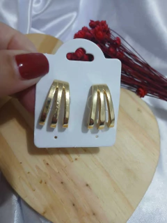Brinco Argola Tripla 3 Aros Dourado Bijuteria Elegante - loja online