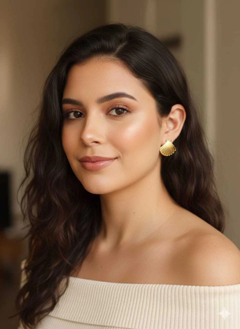 Brinco Feminino Concha Dourado – Bijuteria Moda Praia