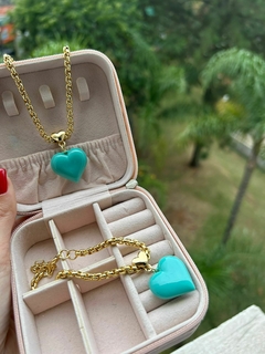 Conjunto coração color turquesa - comprar online