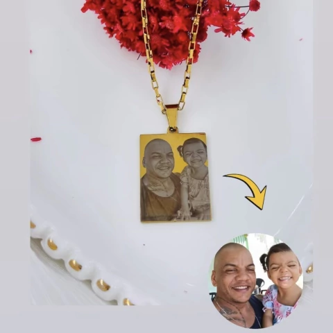 Colar gravação foto em aço inoxidável