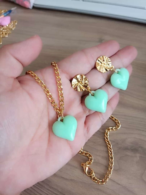 Conjunto colar coração
