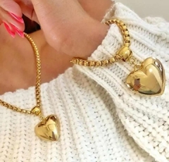 Pulseira coração luxo
