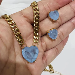 Conjunto coração pedraria