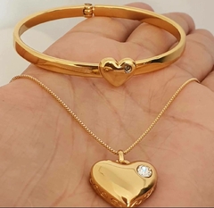 Conjunto coração delicatto verniz italiano
