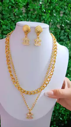 Conjunto colar e brinco Chanel