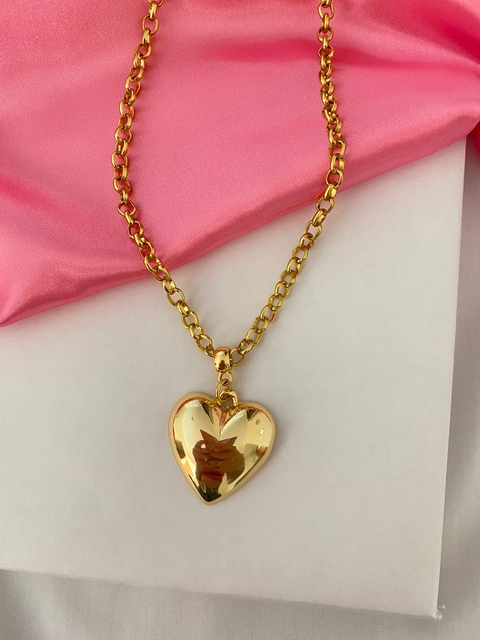 Colar coração dourado