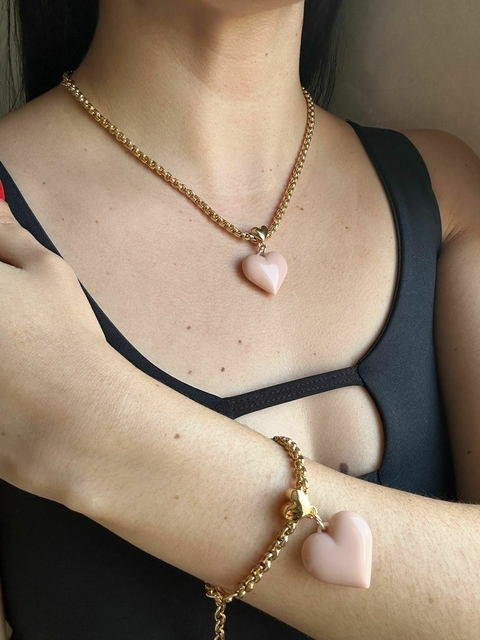 Conjunto coração color nude