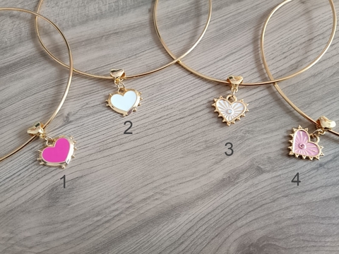 Colar aro coração variados