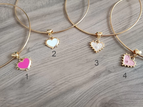 Colar aro coração variados