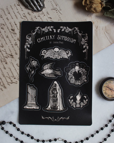 “Cemetery Symbolism” Sticker card