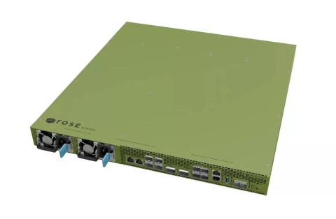 Servidor Mikrotik modelo RDS2216-2XG-4S+4XS-2XQ color verde oliva con múltiples puertos de conectividad y ventiladores posteriores | PC Hard Store Argentina