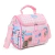 Lunchera rosa Chimola My House con diseño de casita y detalles decorativos, con asa y correa ajustable