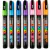 Un conjunto de marcadores Posca de diferentes colores, incluyendo verde, azul, morado, rosa y naranja, con etiquetas que indican sus características.