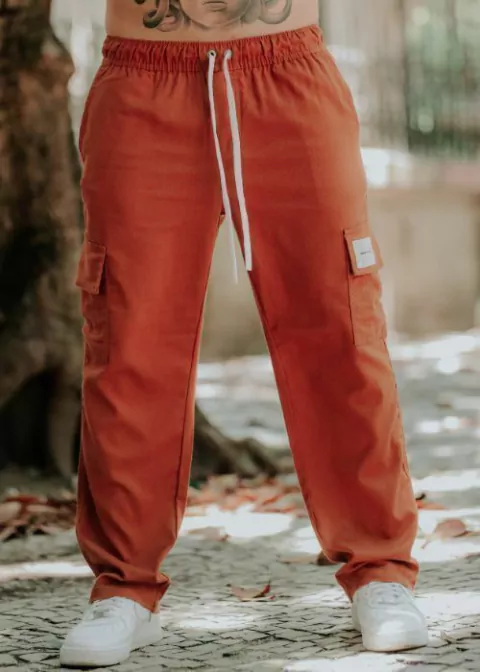 CALÇA LINHO CARGO - MARROM